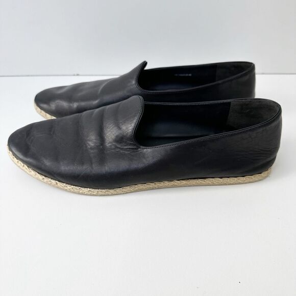 Vince Malia 2 Leather Slip On Loafer Espadrille Black Size 10 - Picture 2 of 8